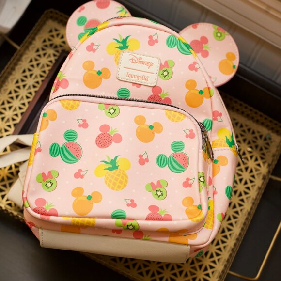 Disney Parks Loungefly Mini Backpack – Fruit Mickey – Pink Summer Bag – NWT